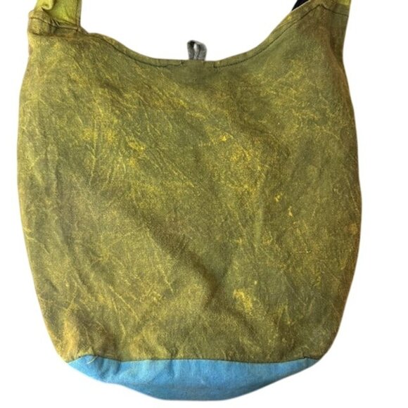 Colorful Boho Hippie Shoulder Bag With Peace Symbol & Patchwork Design - Picture 5 of 6